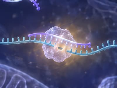 RNase H1 on a gapmer paired with a viral RNA, which is cut at the enzyme with a gap; the gapmer stays whole.